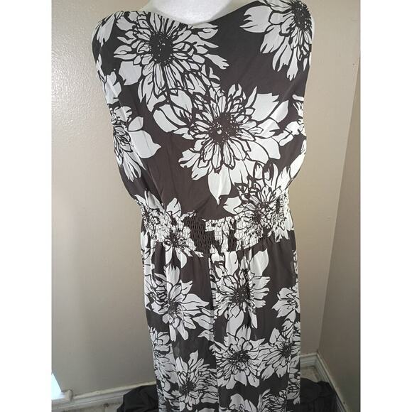 Lane Bryant Dress Brown Floral Wrap Top Sheer Over Lining Sz 16 Sleeveless Flowy - Picture 6 of 10